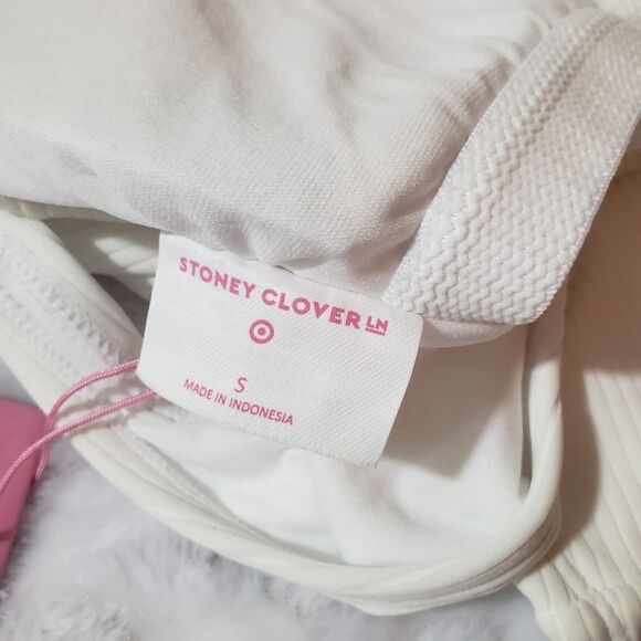 Stoney Clover Lane x Target small pink and white one piece swimsuit - Picture 3 of 4